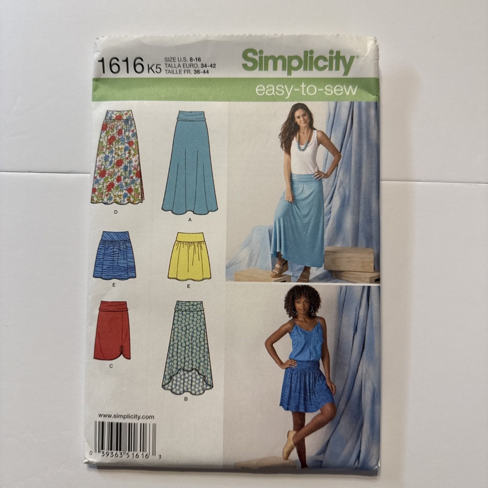 Simplicity 1616 K5 Easy-to-sew Pattern Womens Skirt Size 8-16 Uncut 6 Styles